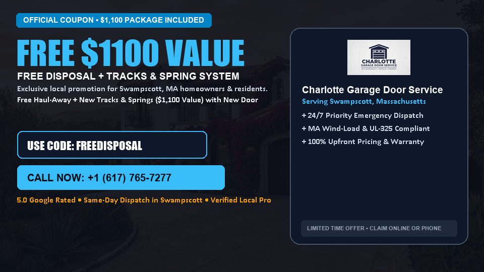 Charlotte Garage Door Service FREE Haul-Away & Heavy-Duty Tracks with New Door in Swampscott, MA